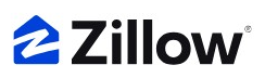 Zillow logo on the 2025 zillow.com homepage: wordmark turns black, the blue Z stays